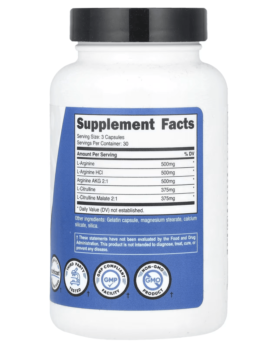 NUTRICOST Performance Nitric Oxide Booster - 90 Capsules - Image 2